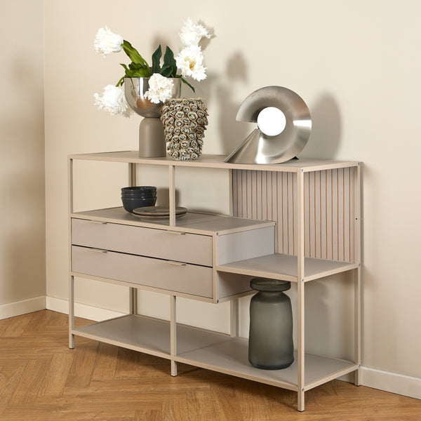 Seaford Grey Storage Unit with 2 Drawers and 3 Shelves