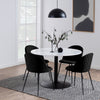 Tarifa Round Dining Table with White Polished Marble Top and Black Base