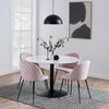 Tarifa Round Dining Table with White Polished Marble Top and Black Base