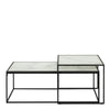 Bolton Coffee Table Set with White Marble Effect Glass Top & Black Legs