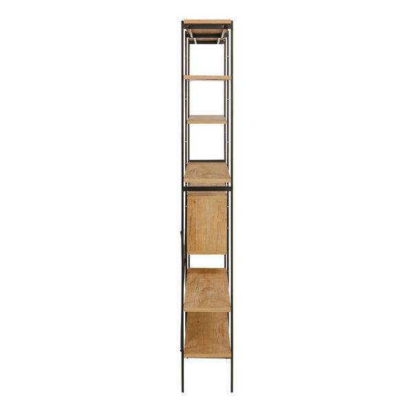 Angus Bookcase with 1 Sliding Door & 5 Shelves in Oak & Black