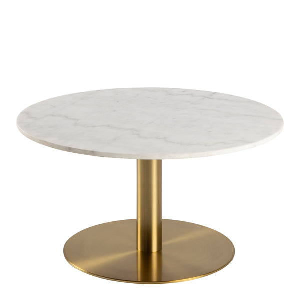 Corby Round Coffee Table with White Polished Marble Top & Gold Base