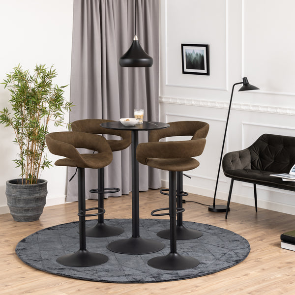 Ibiza Tall Round Bar Table with Black Ash Top and Matt Black Base