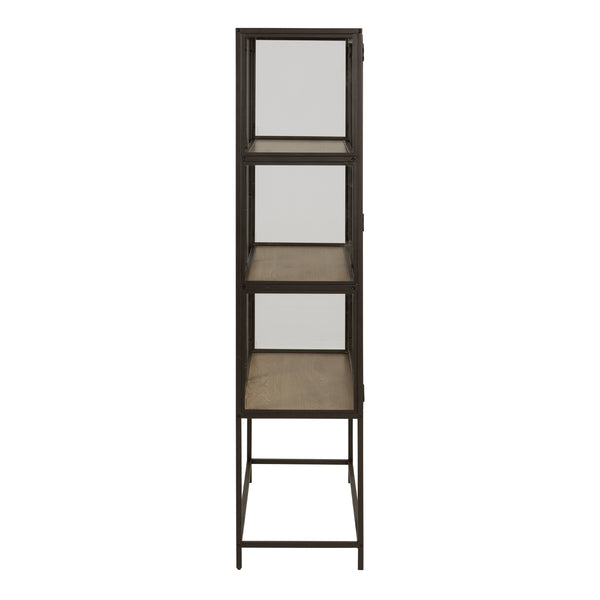 Seaford 2 Glass Door Display Cabinet in Black & Oak