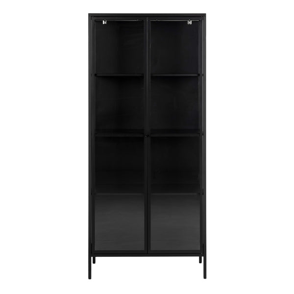 Newcastle Tall 2 Door Display Cabinet in Matt Black