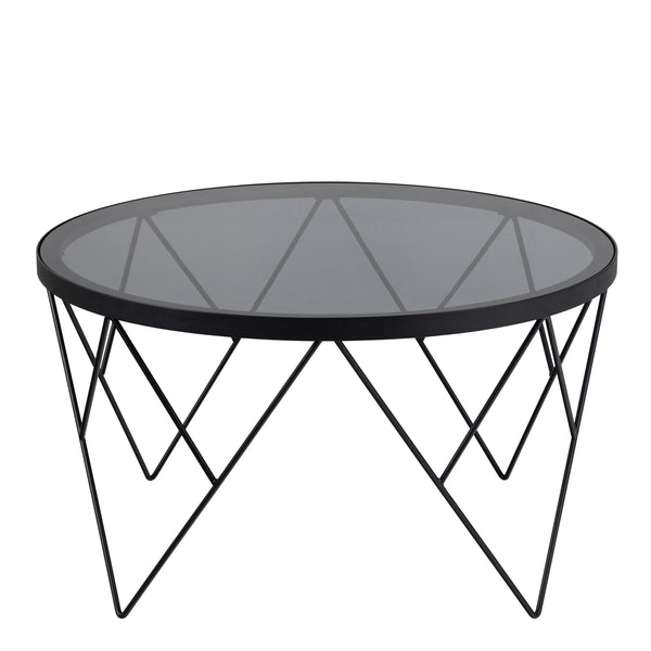 Halstow Coffee Table in Black with Smoked Glass Top