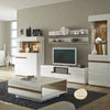 Chelsea Living Wide TV Unit in white with an Truffle Oak Trim
