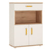 4KIDS 2 door 1 drawer cupboard with open shelf with orange handles