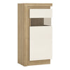 Lyon Narrow display cabinet (RHD) 123.6cm high in Riviera Oak/White High Gloss