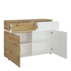 Luci 2 door 2 drawer cabinet (including LED lighting) in White and Oak