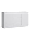 Lyon 2 Door 3 Drawer Sideboard (including LED lighting) in White and High Gloss