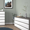 Naia Wide Chest of 6 Drawers (3+3) in Concrete and White High Gloss