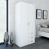 Space Wardrobe with 2 doors + 3 drawers White 1750