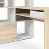 Function Plus Desk with multi-functional storage unit In White and Oak