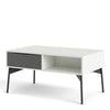 Fur Coffee table with 1 Drawer in Grey and White