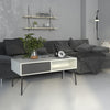 Fur Coffee table with 1 Drawer in Grey and White
