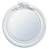 Antique Style Round Bevelled White Floral Decorative Wall Mirror